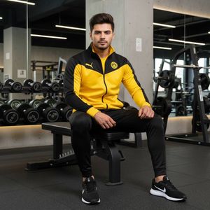 پکیج ست سوییشرت شلوار دورتموند مردانه مدل BVB09  کفش ورزشی مردانه Nike مدل Tigo زیره سفید-مشکی
