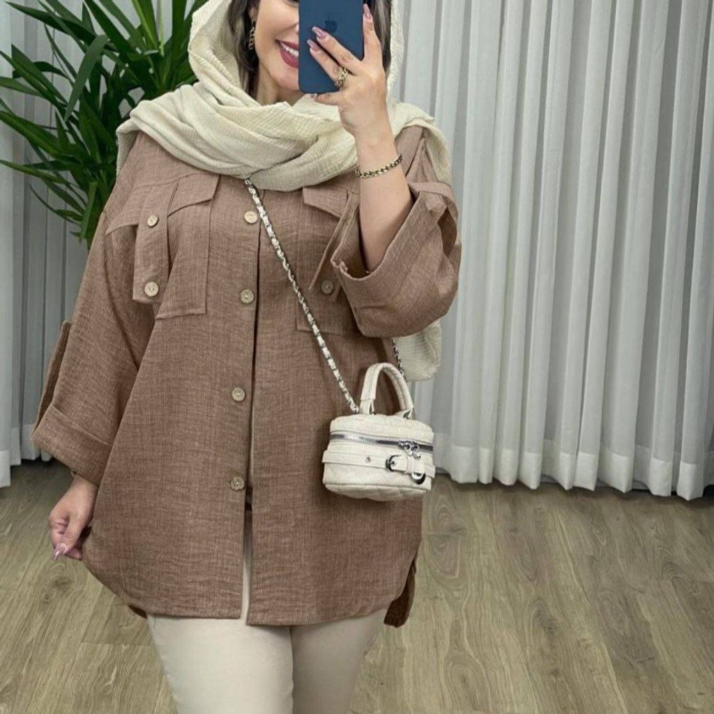 خرید اینترنتی مانتو دکمه دار آبان