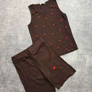 قیمت ست تاپ و شلوارک گلدوزی قلب زنانه