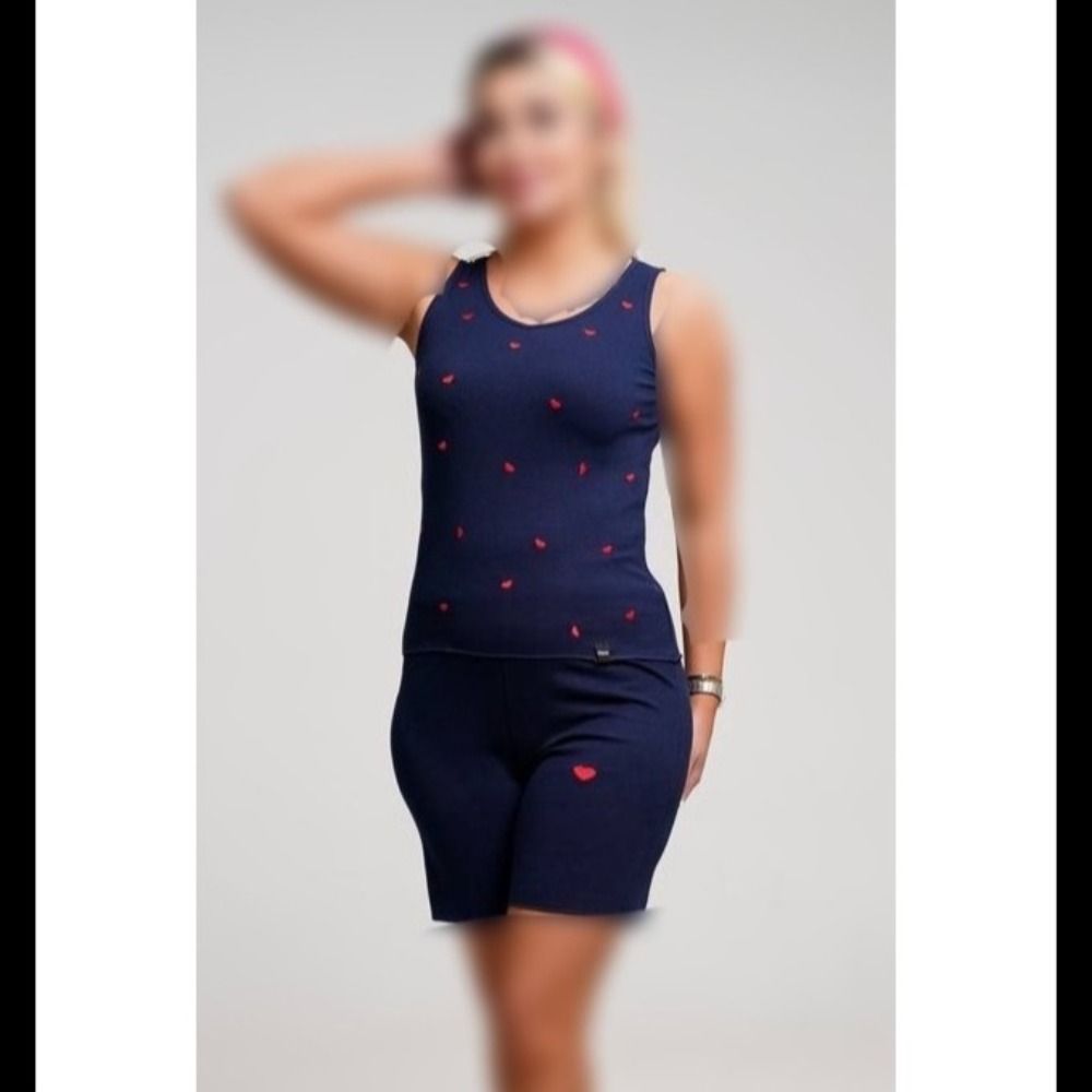 خرید انلاین ست تاپ و شلوارک گلدوزی قلب زنانه