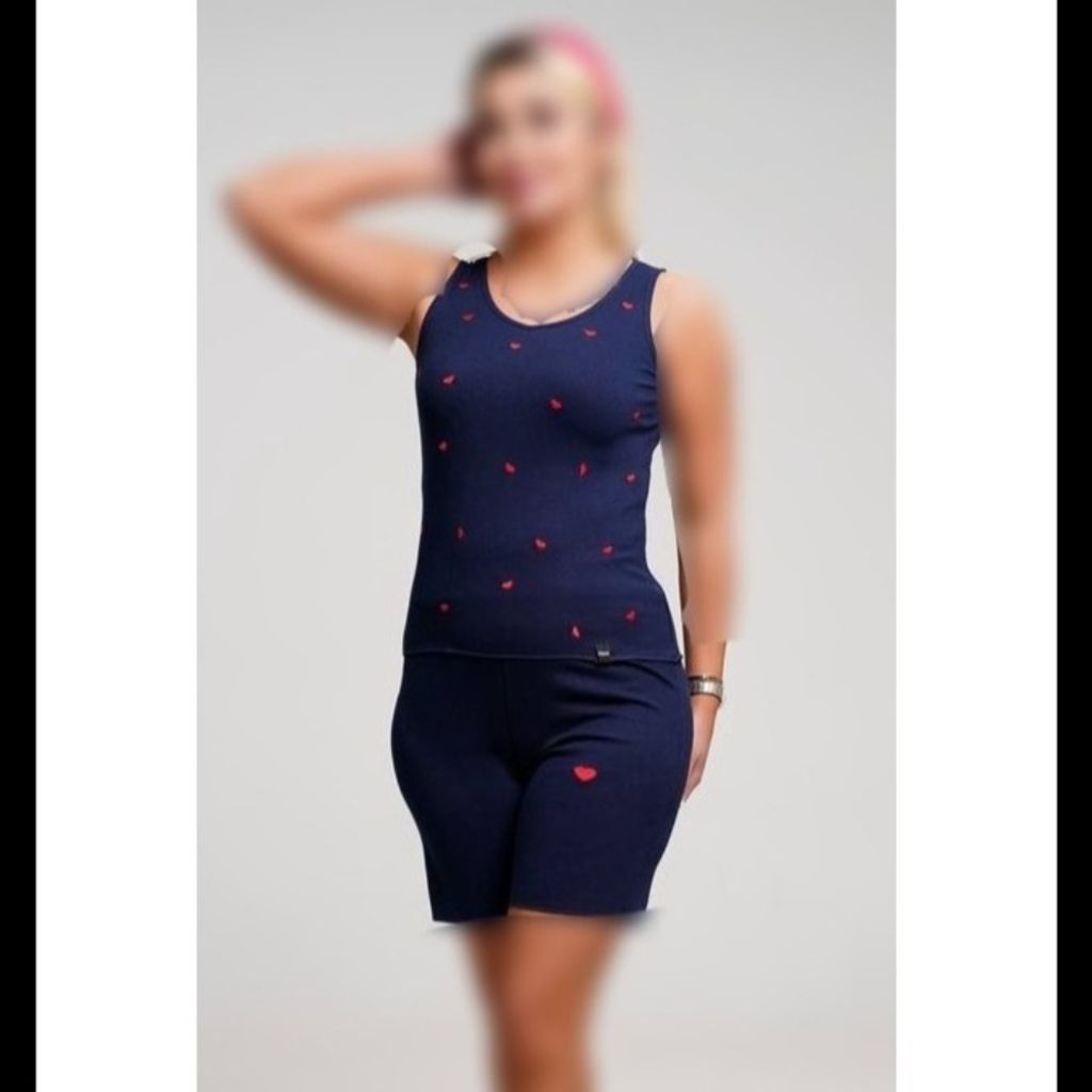 خرید انلاین ست تاپ و شلوارک گلدوزی قلب زنانه