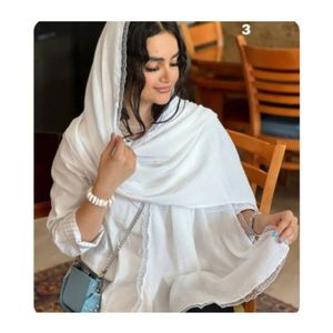 شال برشکا دور گیپور سفید شیک زنانه