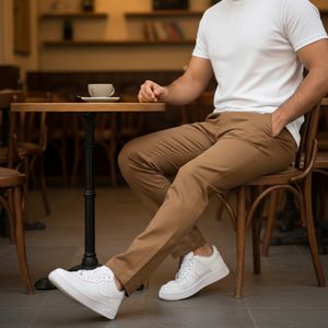 خرید اینترنتی قیمت شلوار مردانه بنگال کش دم پا ساده مدل Behnam-خاکی