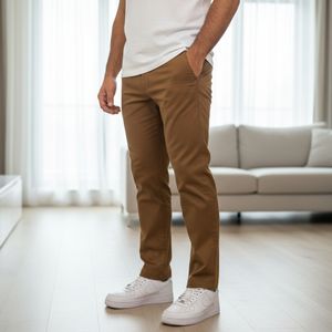 خرید اینترنتی قیمت شلوار مردانه بنگال کش دم پا ساده مدل Behnam-خاکی