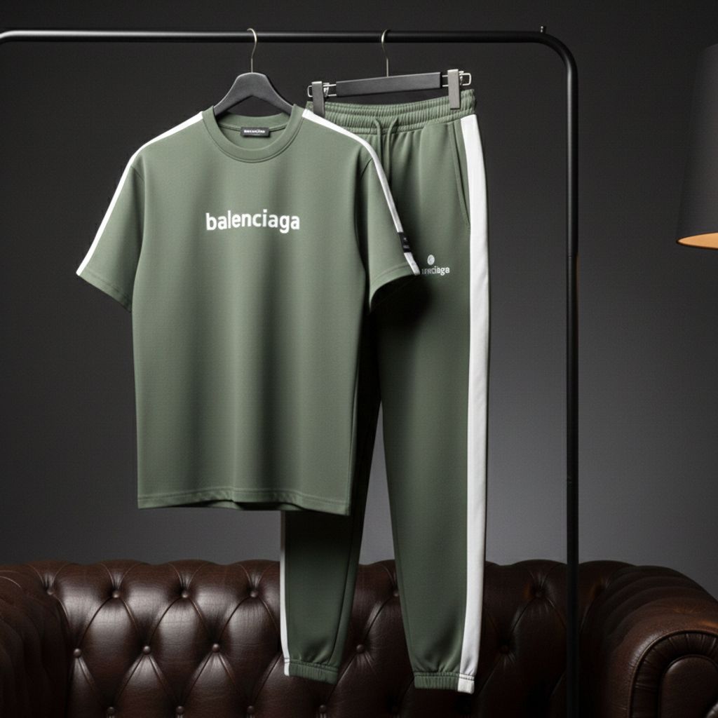 خرید اینترنتی قیمت ست تیشرت و شلوار مردانه بنگال کش Balenciaga-سبز