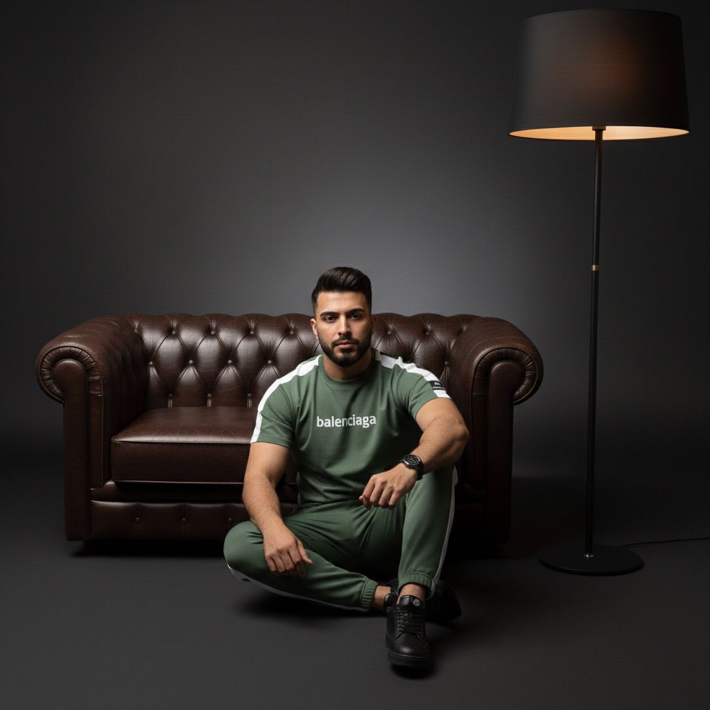 خرید اینترنتی قیمت ست تیشرت و شلوار مردانه بنگال کش Balenciaga-سبز