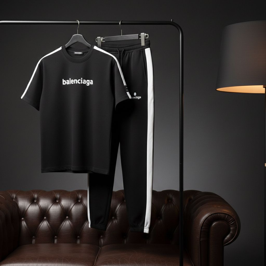 خرید اینترنتی قیمت ست تیشرت و شلوار مردانه بنگال کش Balenciaga-مشکی