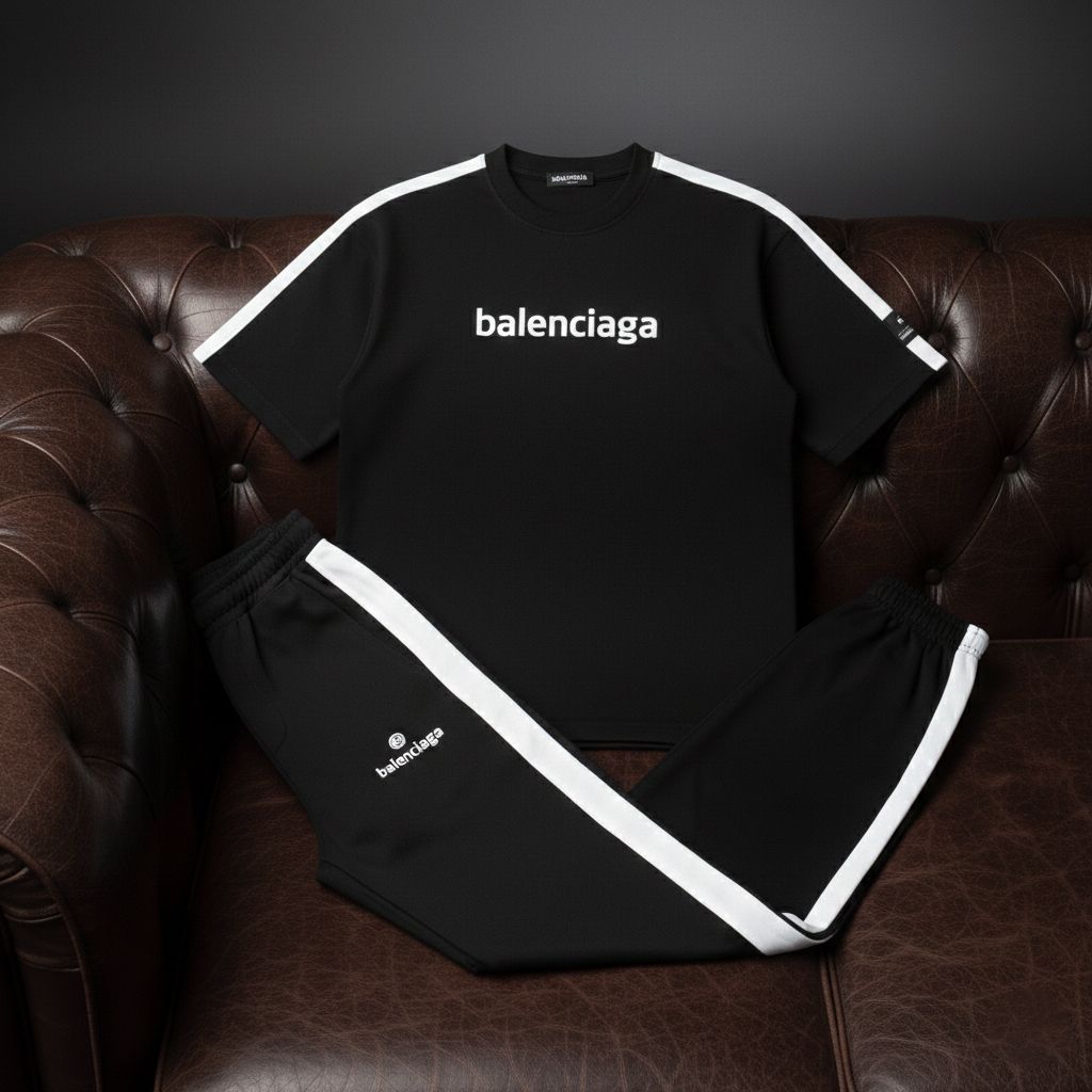 خرید اینترنتی قیمت ست تیشرت و شلوار مردانه بنگال کش Balenciaga-مشکی