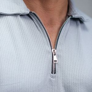 خرید اینترنتی قیمت تیشرت مردانه یقه زیپ دار طوسی مدل Arban
