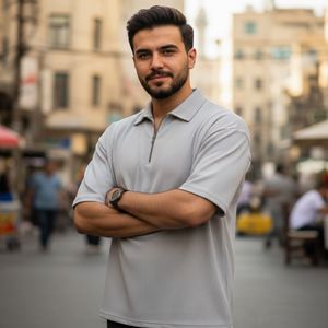 خرید اینترنتی قیمت تیشرت مردانه یقه زیپ دار طوسی مدل Arban