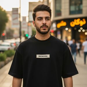 خرید اینترنتی قیمت تیشرت مراکشی کبریتی مشکی بالنسیاگا