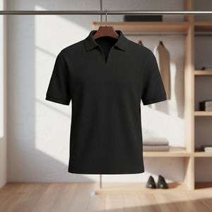 خرید اینترنتی قیمت تیشرت میله ای یقه دار tavar-مشکی