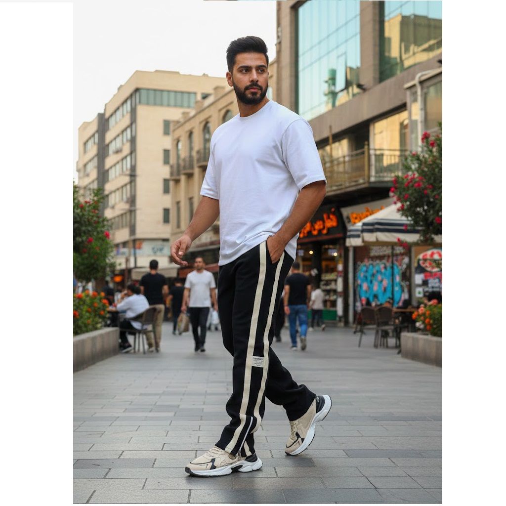 خرید اینترنتی قیمت شلوار مردانه دونوار پایین زیپ مدل Alishan-مشکی