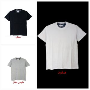 تیشرت مردانه ساده پنبه مشکی سفید طوسی روگاچی