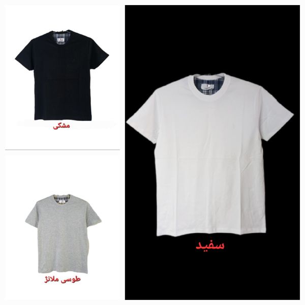 تیشرت مردانه ساده پنبه مشکی سفید طوسی روگاچی