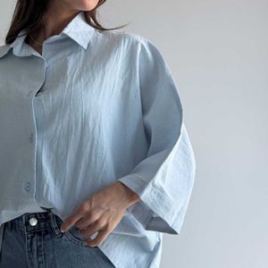 فروش اینترنتی شومیز لینن آستین کیمانو کد 220641
