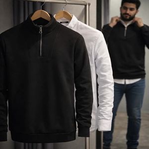 خرید اینترنتی قیمت پکیج دورس مردانه نیم زیپ مدل Behbod-مشکی  پیراهن مردانه سفید مدل VQ