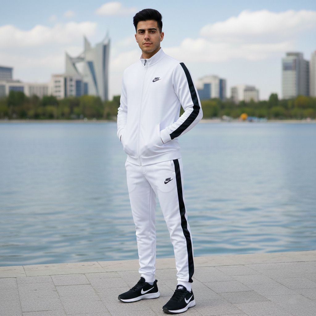 خرید آنلاین پکیج ست سوییشرت شلوار مردانه نایک مدل Madio  کفش ورزشی مردانه Nike مدل Tigo زیره سفید