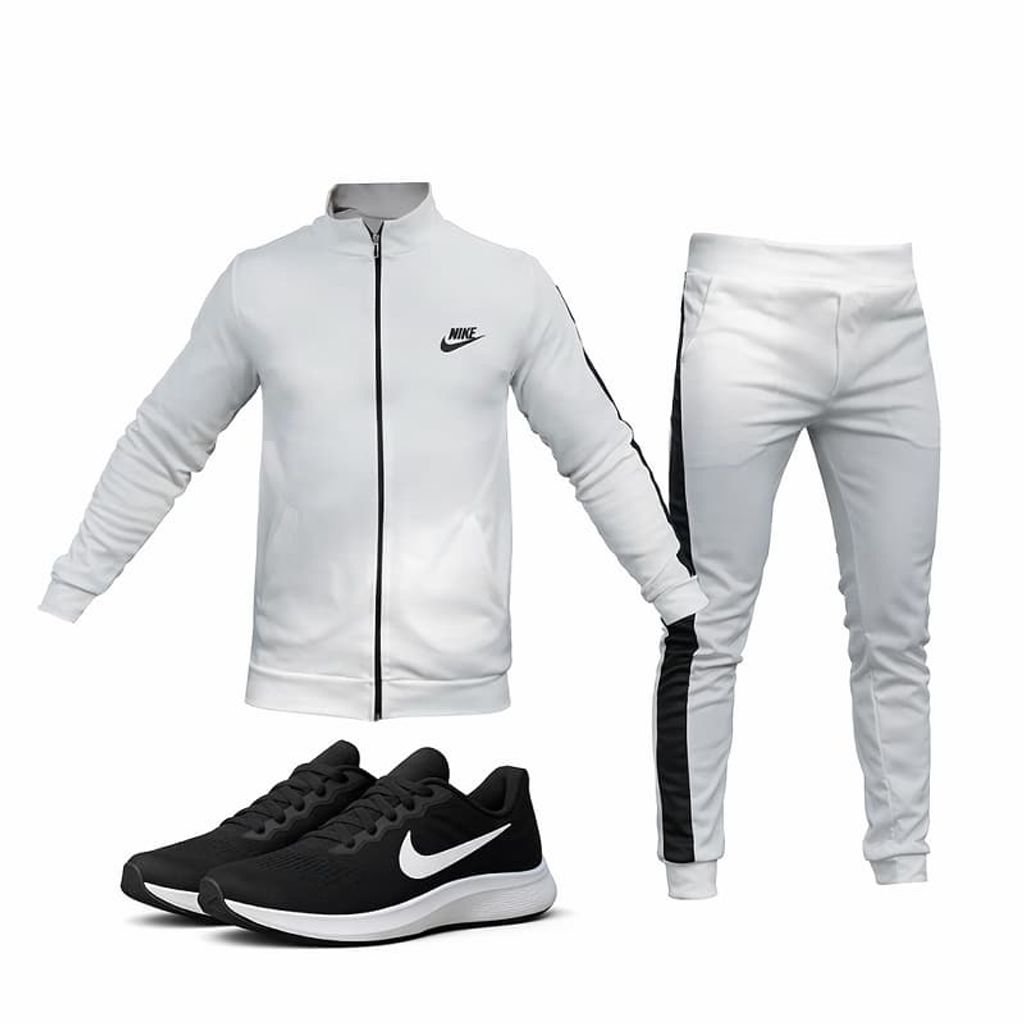 مشخصات پکیج ست سوییشرت شلوار مردانه نایک مدل Madio  کفش ورزشی مردانه Nike مدل Tigo زیره سفید
