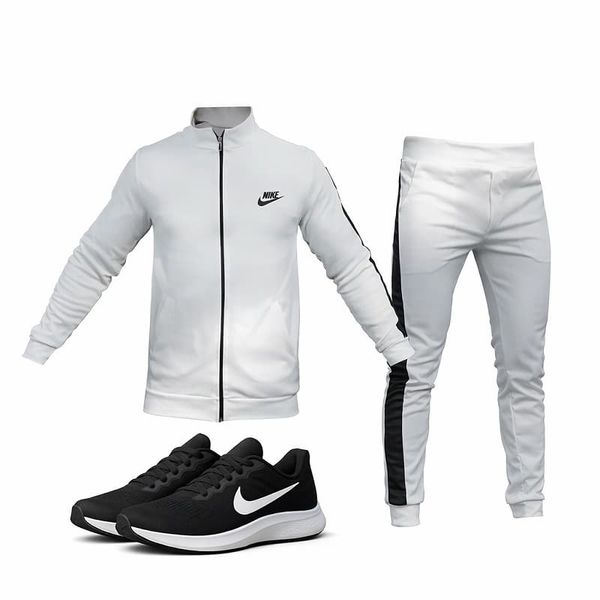 پکیج ست سوییشرت شلوار مردانه نایک مدل Madio  کفش ورزشی مردانه Nike مدل Tigo زیره سفید