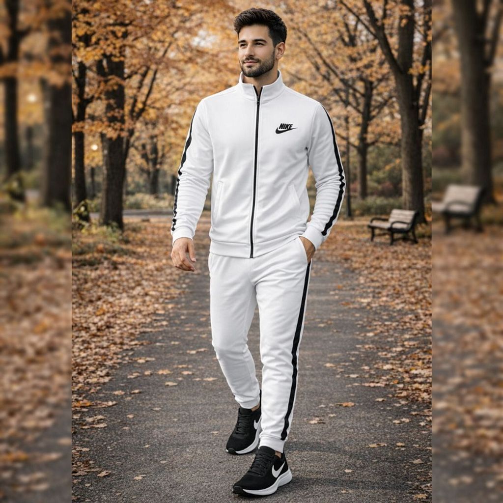 مشخصات پکیج ست سوییشرت شلوار مردانه نایک مدل Madio  کفش ورزشی مردانه Nike مدل Tigo زیره سفید