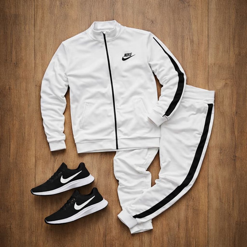 خرید انلاین پکیج ست سوییشرت شلوار مردانه نایک مدل Madio  کفش ورزشی مردانه Nike مدل Tigo زیره سفید