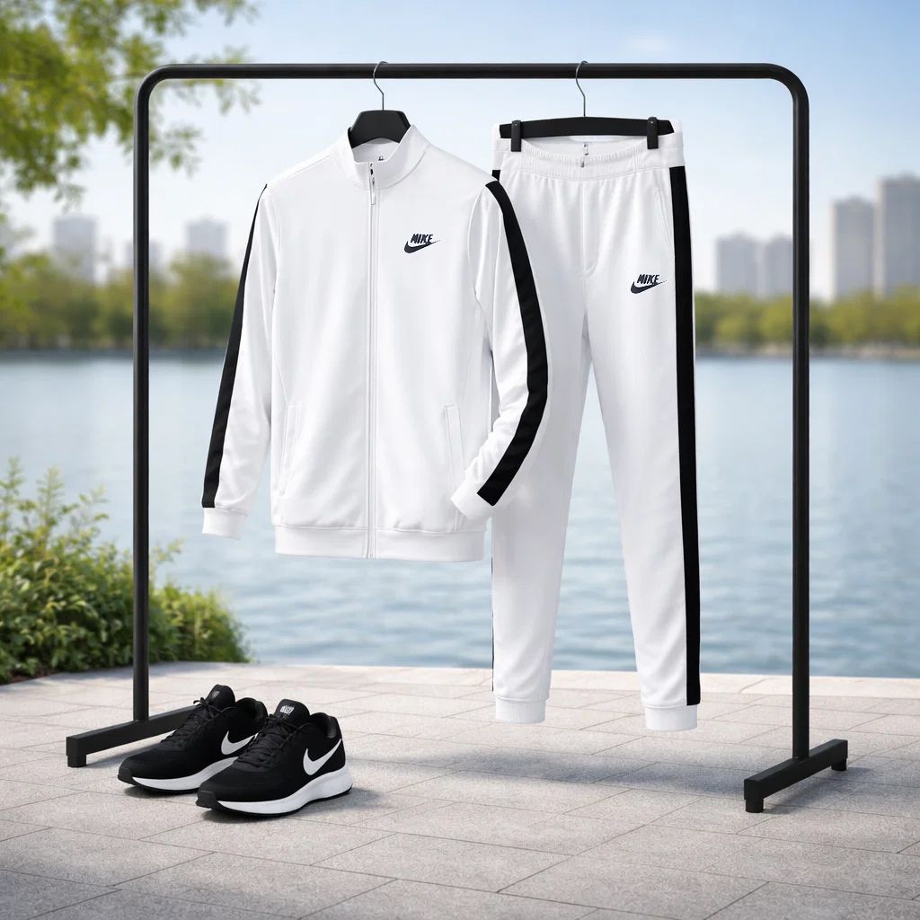خرید اینترنتی پکیج ست سوییشرت شلوار مردانه نایک مدل Madio  کفش ورزشی مردانه Nike مدل Tigo زیره سفید