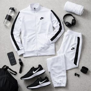 پکیج ست سوییشرت شلوار مردانه نایک مدل Madio  کفش ورزشی مردانه Nike مدل Tigo زیره سفید