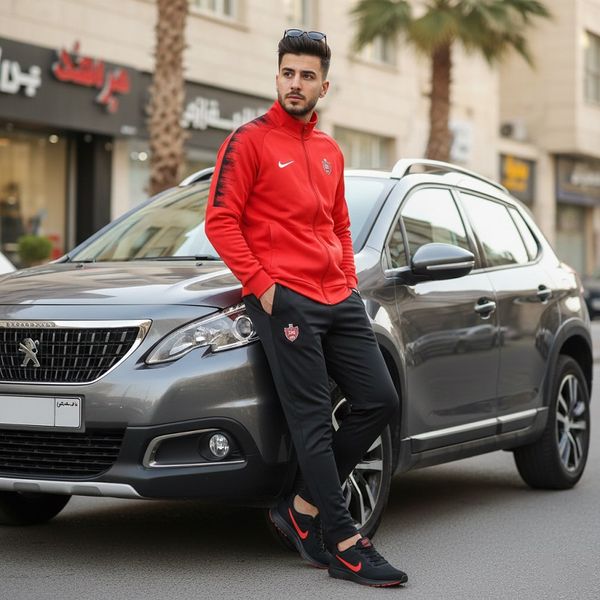 پکیج ست سوییشرت شلوار پرسپولیس مردانه مدلJ92 کفش ورزشی مردانه Nike مدل Tigo زیره قرمز