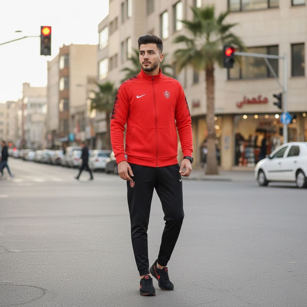 خرید اینترنتی قیمت پکیج ست سوییشرت شلوار پرسپولیس مردانه مدلJ92 کفش ورزشی مردانه Nike مدل Tigo زیره قرمز