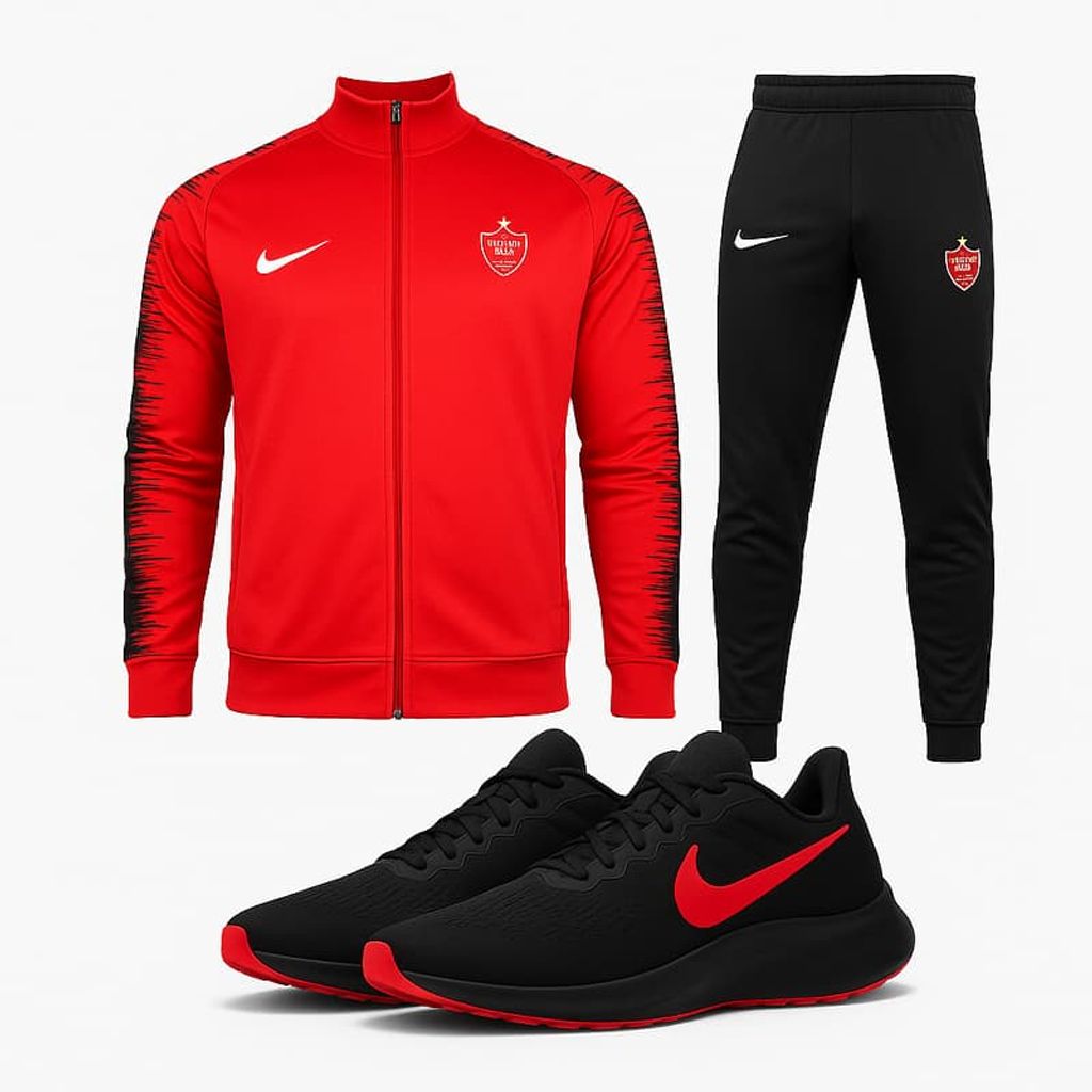 خرید اینترنتی قیمت پکیج ست سوییشرت شلوار پرسپولیس مردانه مدلJ92 کفش ورزشی مردانه Nike مدل Tigo زیره قرمز