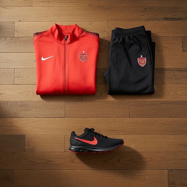 پکیج ست سوییشرت شلوار پرسپولیس مردانه مدلJ92 کفش ورزشی مردانه Nike مدل Tigo زیره قرمز