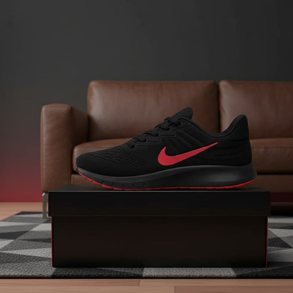 خرید اینترنتی قیمت کفش ورزشی مردانه Nike مدل Tigo زیره قرمز-مشکی