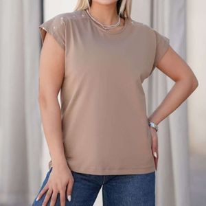 تیشرت پشت گره سرشانه چاپی زنانه