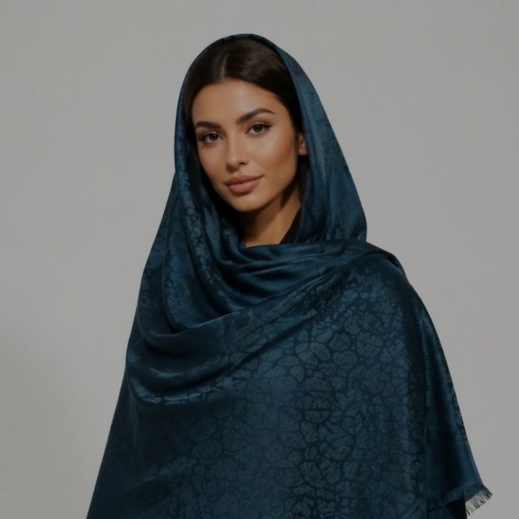 قیمت ارزان روسری ژاکارد قواره 140بزرگ سبز