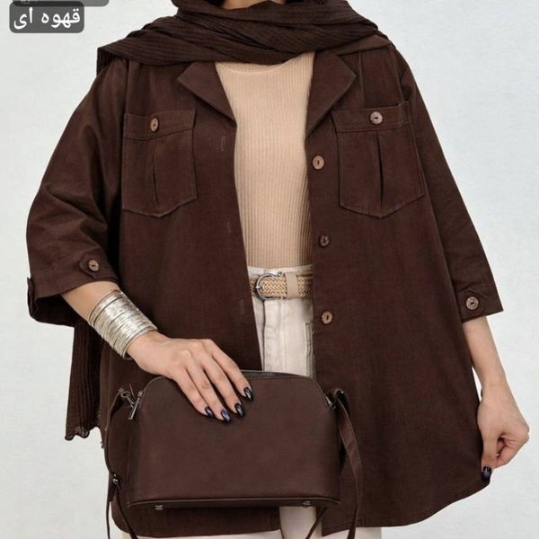 مانتو کتان لنین آستین فلشی