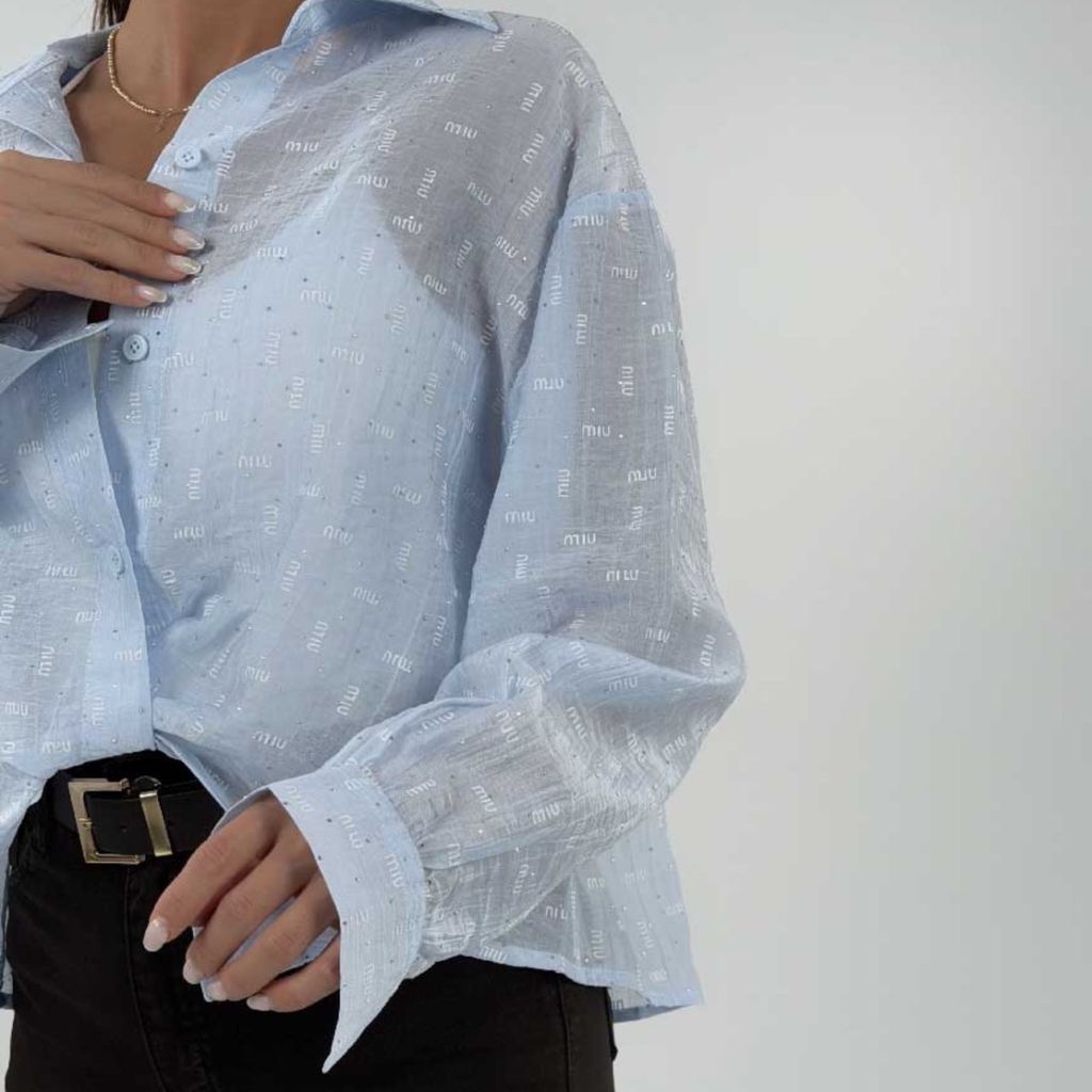خرید آنلاین شومیز جلو گره MIU MIU کد 220646