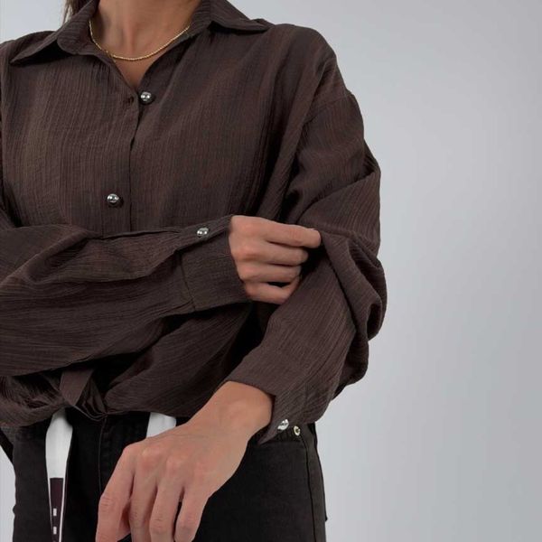 شومیز جلوگره دکمه فندوقی کد 220649