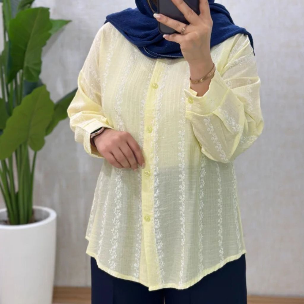 خرید انلاین شومیز کریستال گل گچی