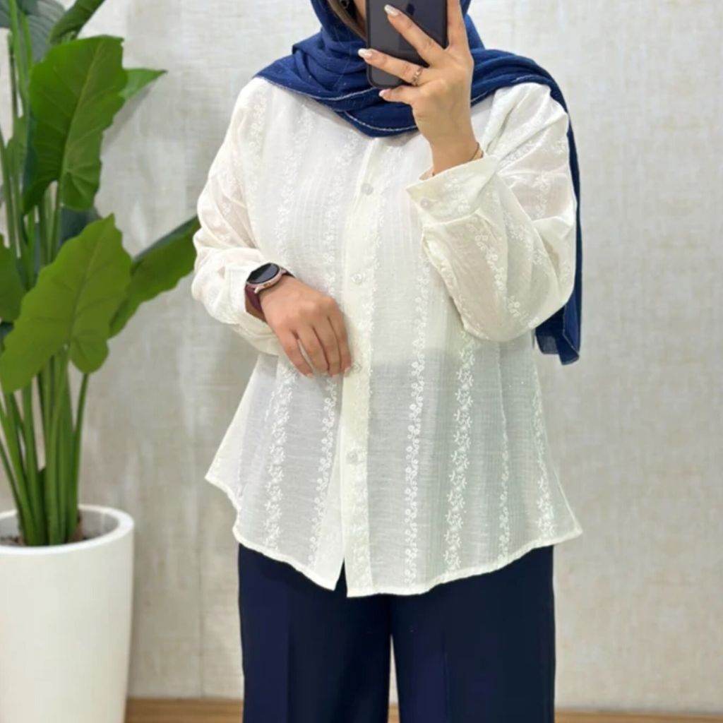 خرید اینترنتی شومیز کریستال گل گچی