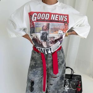 تی شرت سفید باکسی VINTAGE NEWS کد : 103886