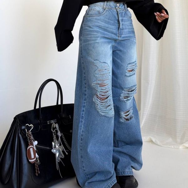 شلوار جین فول بگ آبی روشن FRED DENIM کد : 70688