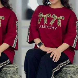 ست تیشرت و شلوار پاپیون پلنگی زنانه و دخترانه خونگی