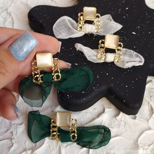 خرید اینترنتی قیمت گوشواره پاپیون پارچه ایی
