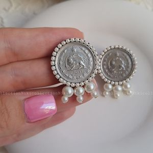 گوشواره سکه شیر و خورشید دستساز