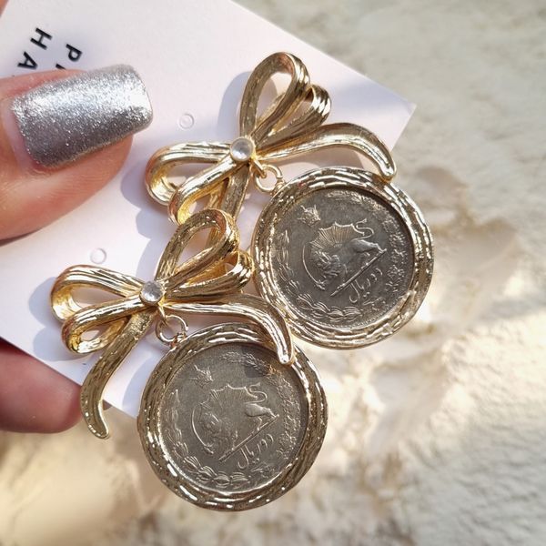 گوشواره سکه کهنه کاری شده 
