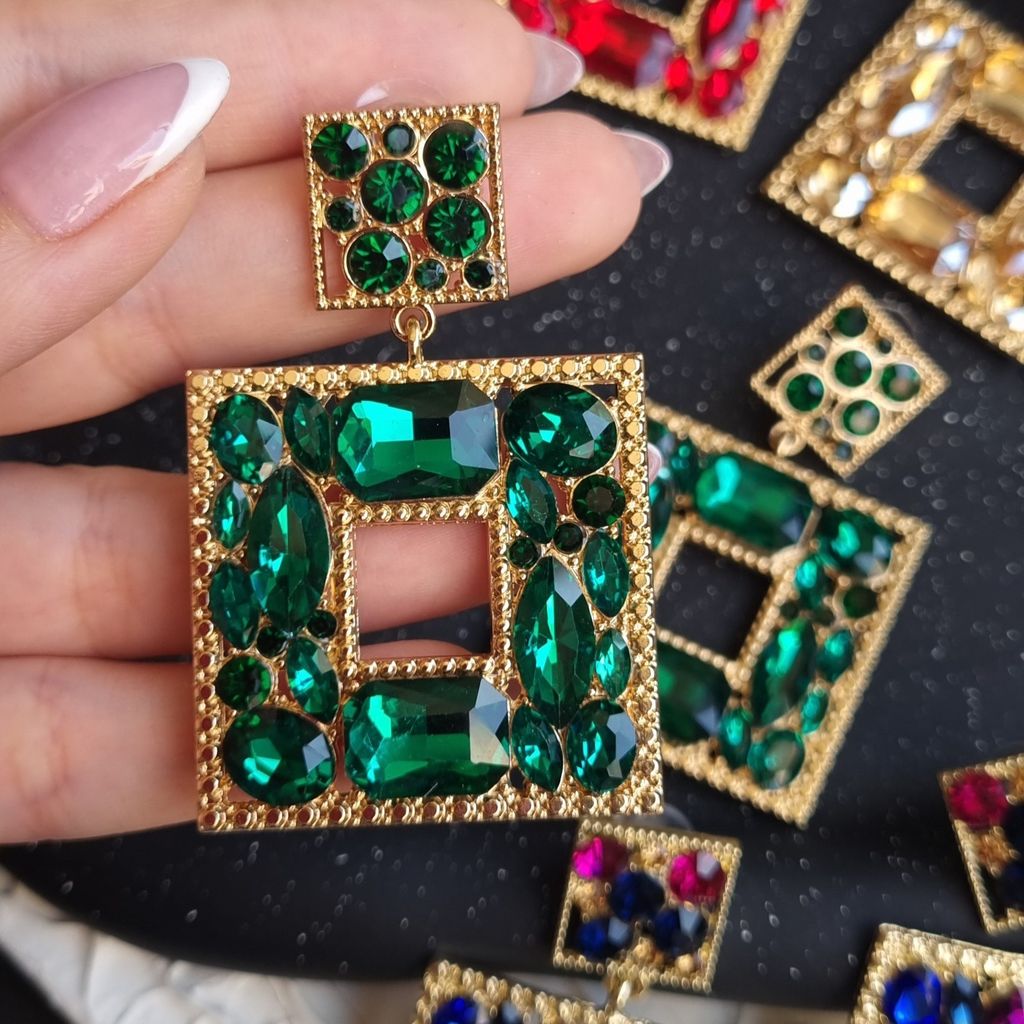خرید اینترنتی گوشواره کریستال رنگی