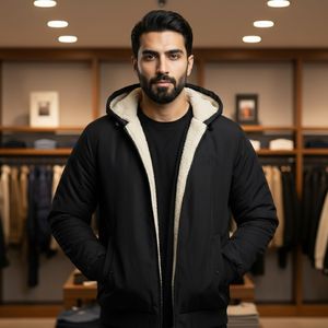 خرید اینترنتی قیمت کاپشن مردانه مشکی داخل تمام خز مدل adidas-مشکی