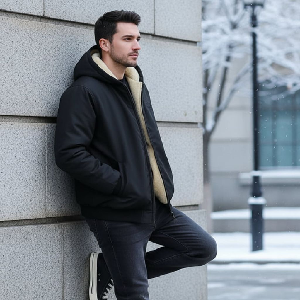 قیمت ارزان کاپشن مردانه مشکی داخل تمام خز مدل adidas-مشکی