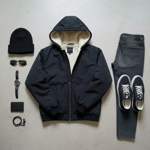 کاپشن مردانه مشکی داخل تمام خز مدل adidas-مشکی